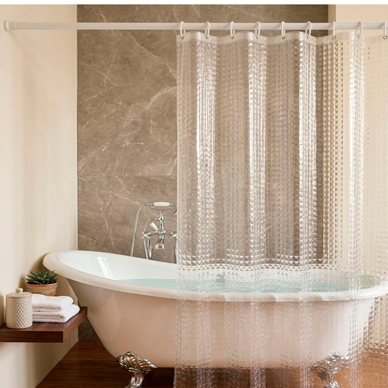 Cortina De Bano Transparente De Tela Impermeable 180*180cm + 12 Ganchos 1343