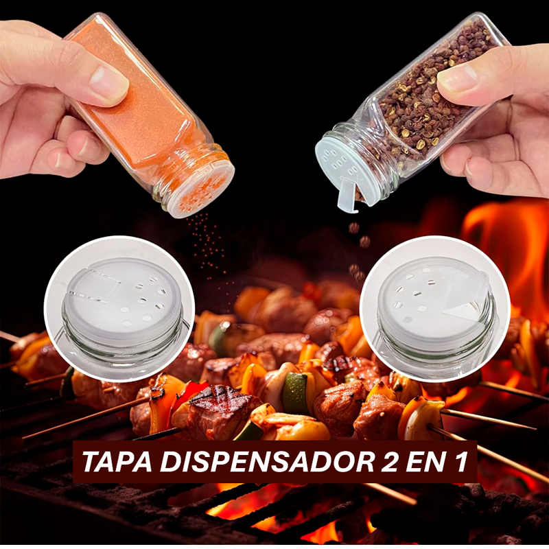12 Frascos De Especias Con Tapa De Madera Tarros Condimentos