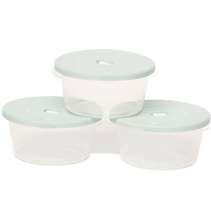 Set 3 Envases De Plastico Redondo Con Tapa Hermetica Pequeño 450ml