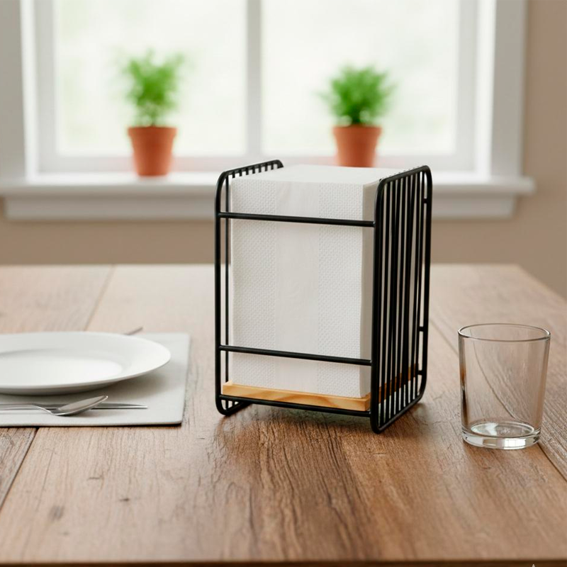 Servilletero De Metal Color Negro Dispensador De Servilletas Negro