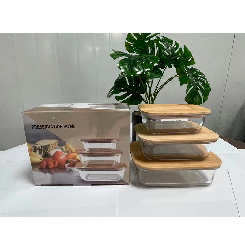 Recipiente de Vidrio para Almacenamiento de Alimentos con Tapa de Bambú