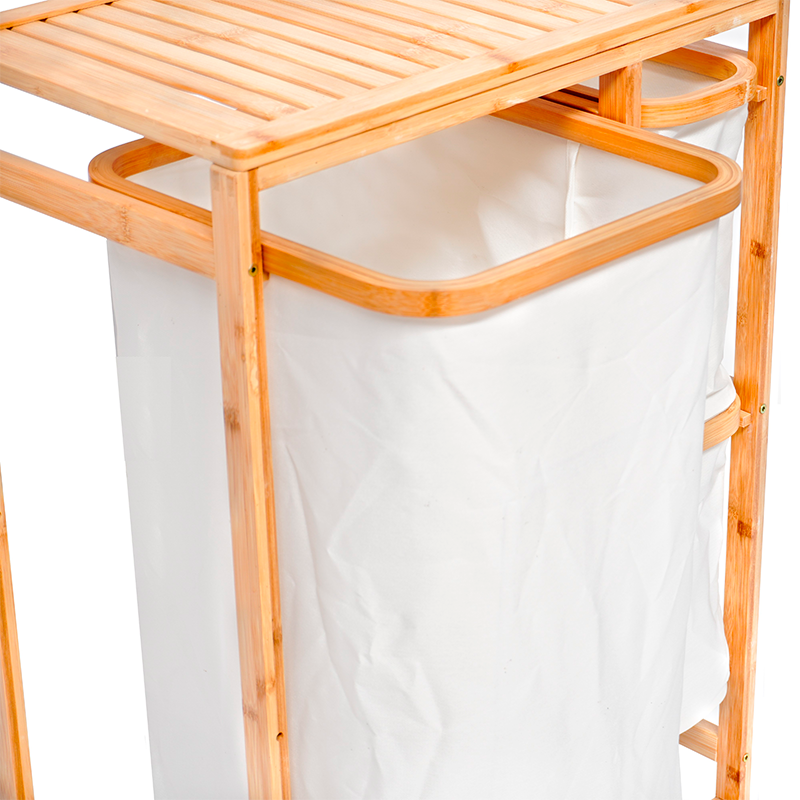Cesto De Ropa Sucia Armable De Bambú Con Canastos Desplegables Wakeshome