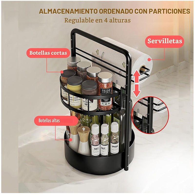 Organizador Giratorio 360° Estante de Cocina para Especias con Portanova