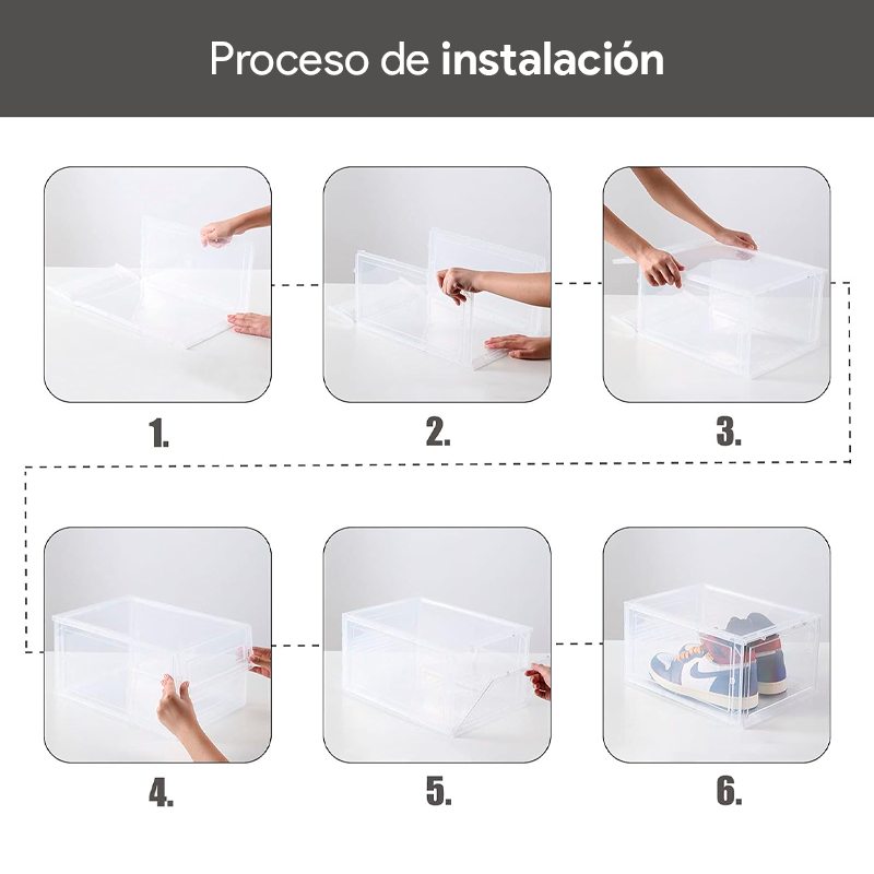 Caja Para Zapatos Transparente Organizador Lateral Apilable