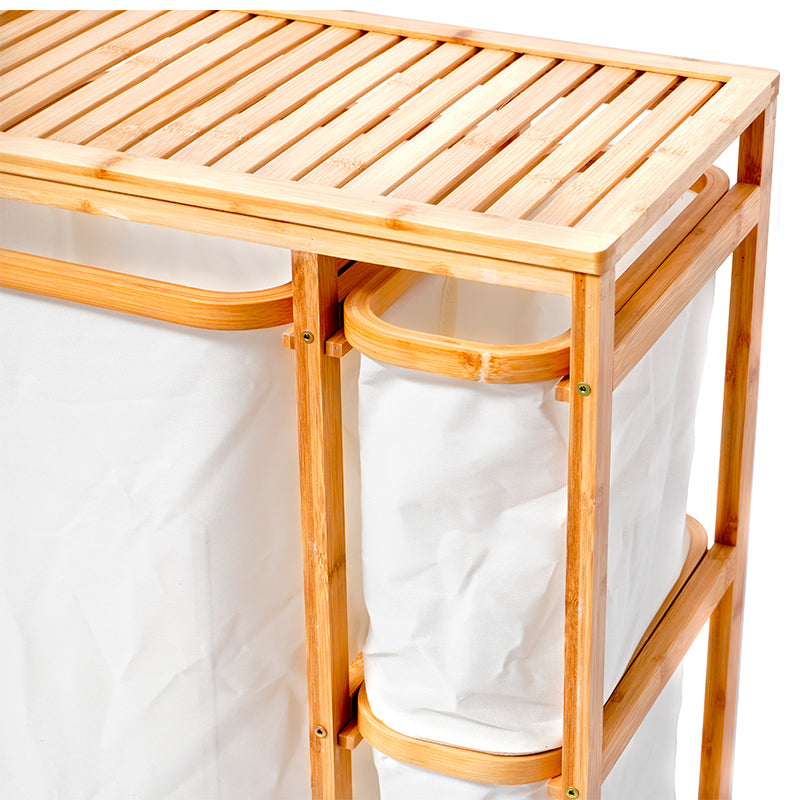 Cesto De Ropa Sucia Armable De Bambú Con Canastos Desplegables Wakeshome
