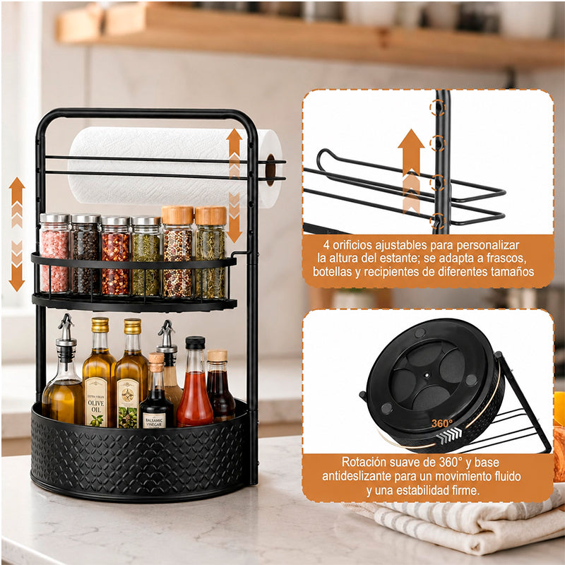 Organizador Giratorio 360° Estante de Cocina para Especias con Portanova