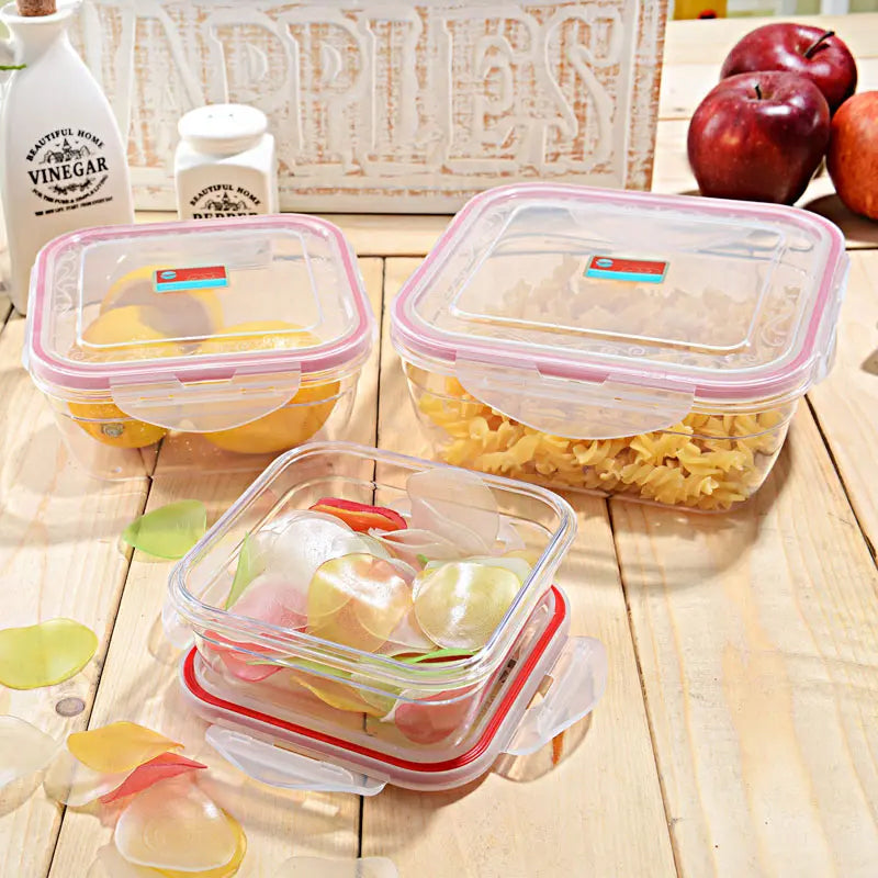 Set De 3 Envases Cuadrados Con Tapas Para Colaccion Lonchera