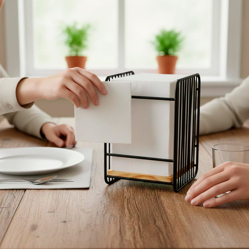 Servilletero De Metal Color Negro Dispensador De Servilletas Negro