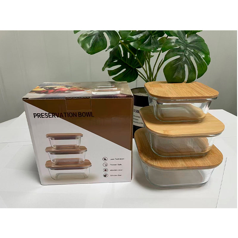 Recipiente de Vidrio para Almacenamiento de Alimentos con Tapa de Bambú