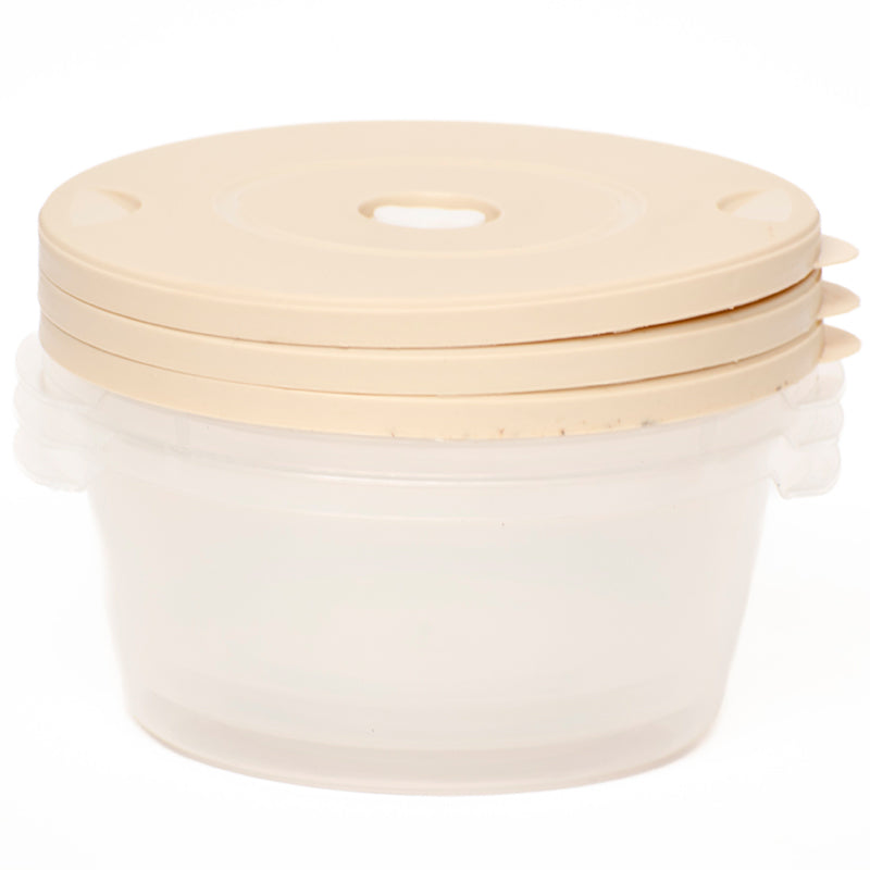 Set 3 Envases De Plastico Redondo Con Tapa Hermetica Mediano 1000ml