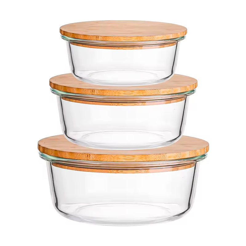 Recipiente de Vidrio para Almacenamiento de Alimentos con Tapa de Bambú