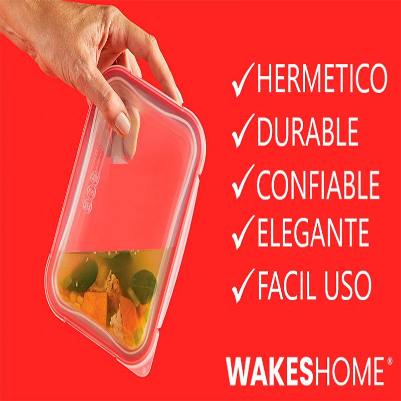 Set De 3 Envases Cuadrados Con Tapas Para Colaccion Lonchera