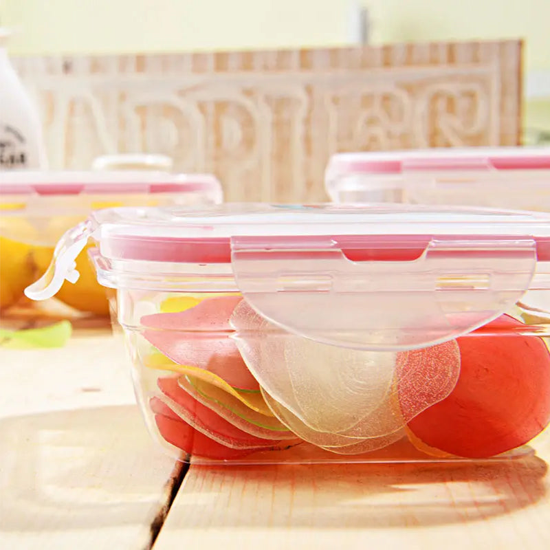 Set De 3 Envases Cuadrados Con Tapas Para Colaccion Lonchera