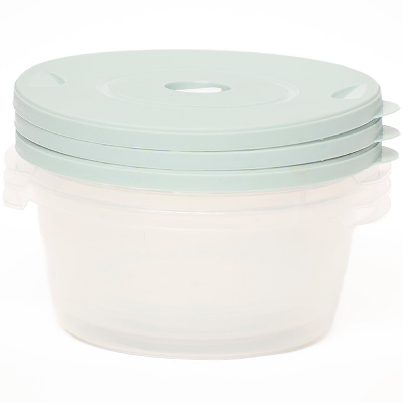 Set 3 Envases De Plastico Redondo Con Tapa Hermetica Mediano 1000ml