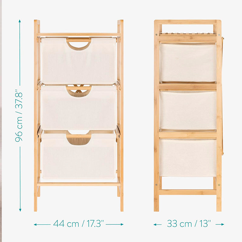 Estante De Madera 3 Niveles Organizador Para Baño Ropa Sucia
