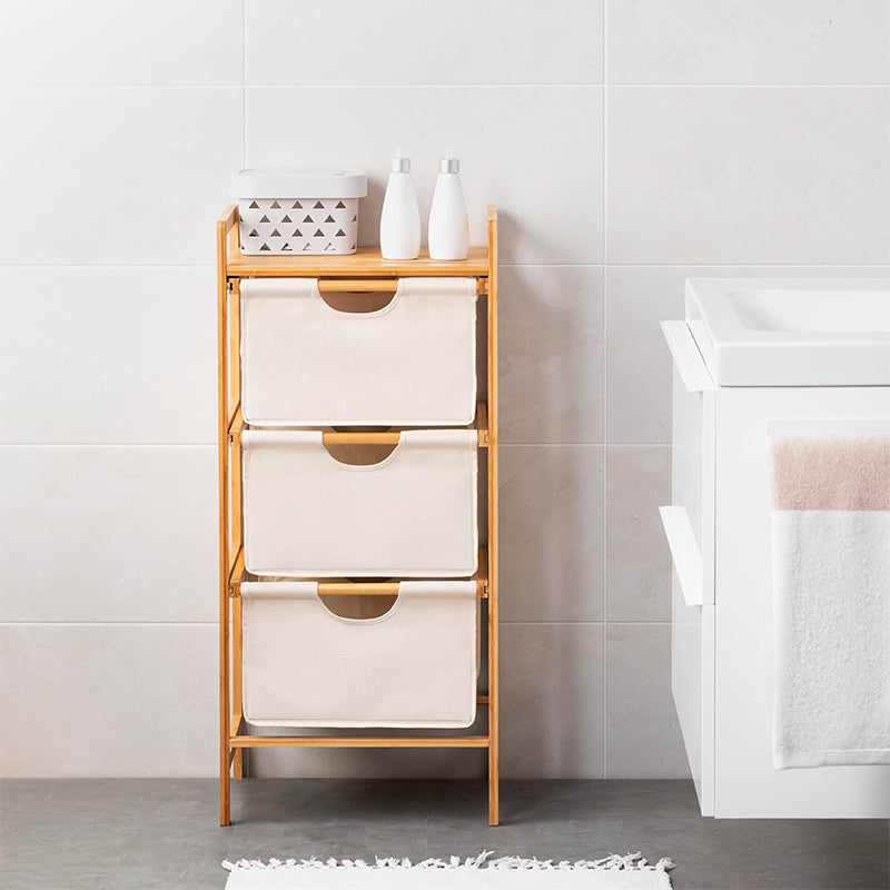 Estante De Madera 3 Niveles Organizador Para Baño Ropa Sucia