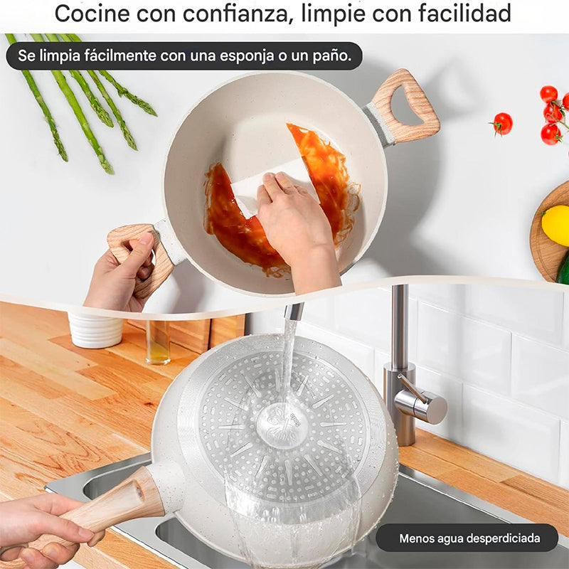 Bateria Cocina 9pzs Antiadherente Granito Profesional Ollas