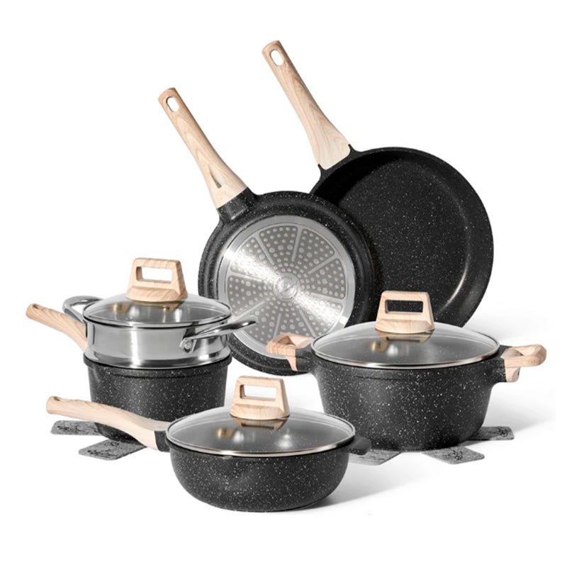 Bateria Cocina 9pzs Antiadherente Granito Profesional Ollas