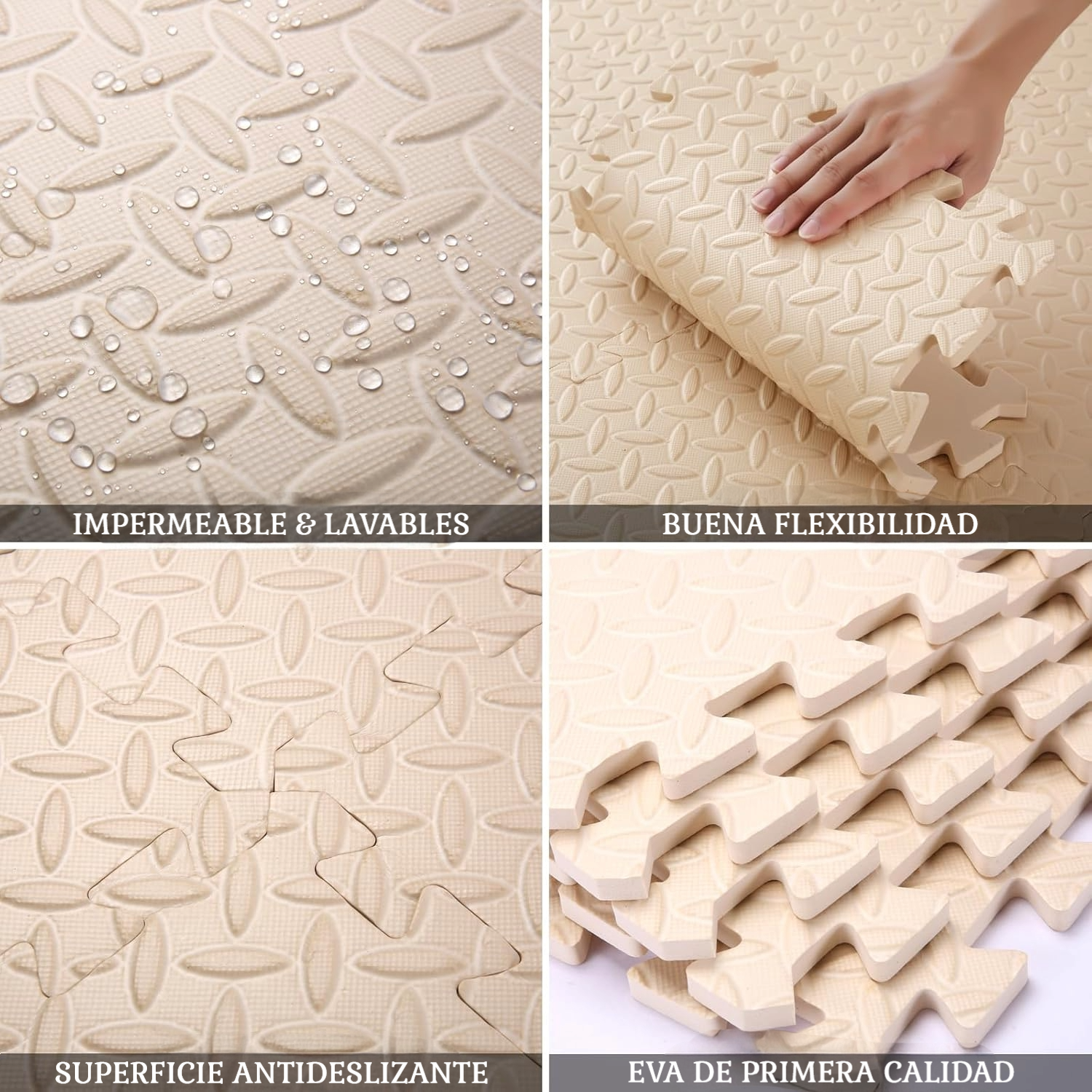 Pack De 4 Alfombras Piso Puzzle Goma Eva Antigolpes 60x60cm