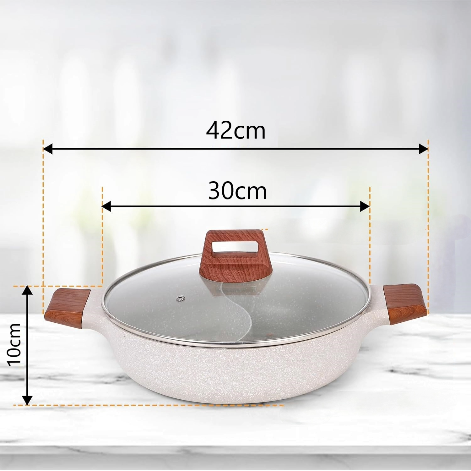 Olla Antiadherente Con Division Caserola 2 En 1 Sarten 30cm Doble Cara