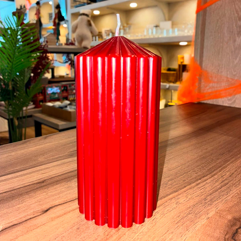 Vela de Cera de Soja Perfumada Aroma Bosque Roja Cilíndrica