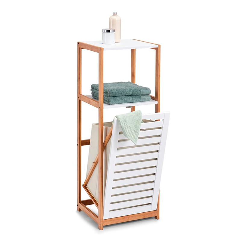 Estante De Baño De Bambú Cesto Ropa Estante Para Lavanderia Blanco | 925