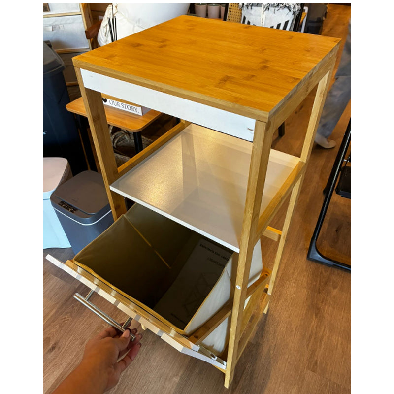 Estante De Baño De Bambú Cesto Ropa Estante Para Lavanderia Blanco | 925