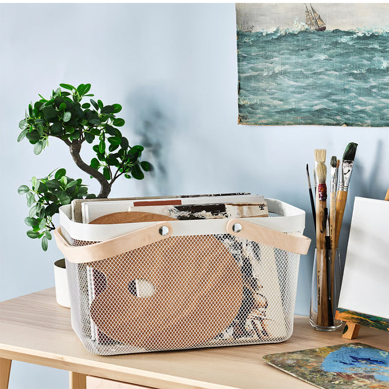 Pack 3 Canasto Organizador Metalico Rectangular con Asa