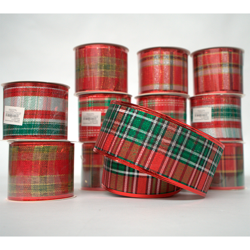 Pack 12 Mallas Navidad Cinta Decorativa Dearbol 6,3cm*2,7mts Multicolor Geometrico