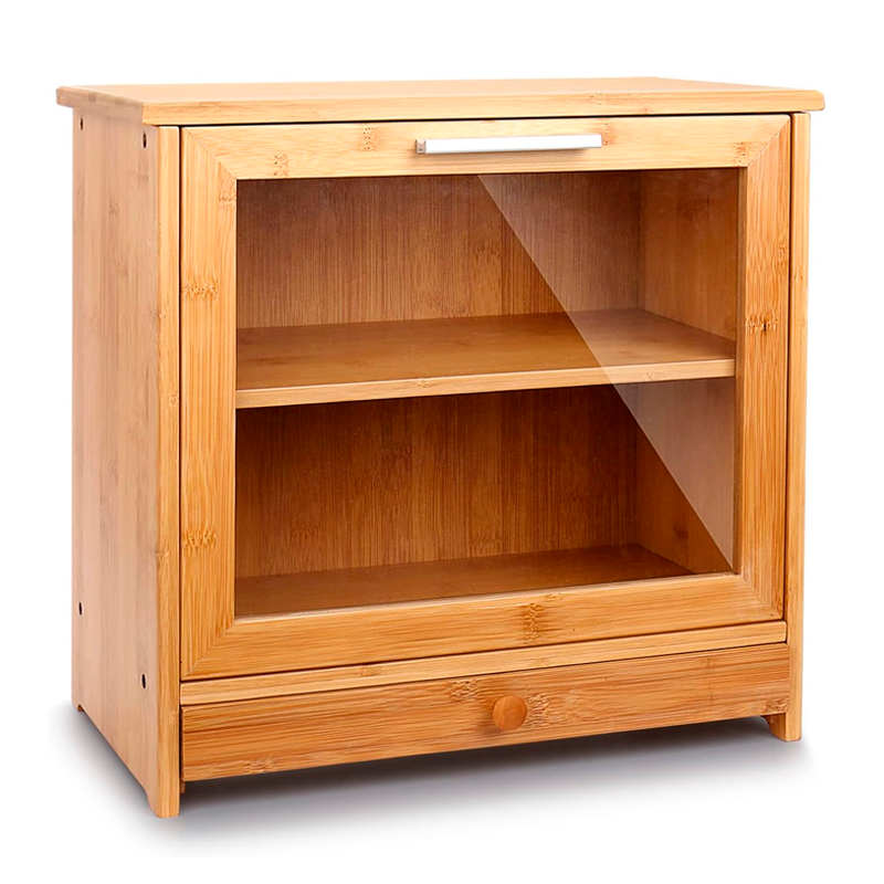 Panera Grande de Bambú para Encimera de Cocina Contenedor de Pan de 2 Niveles