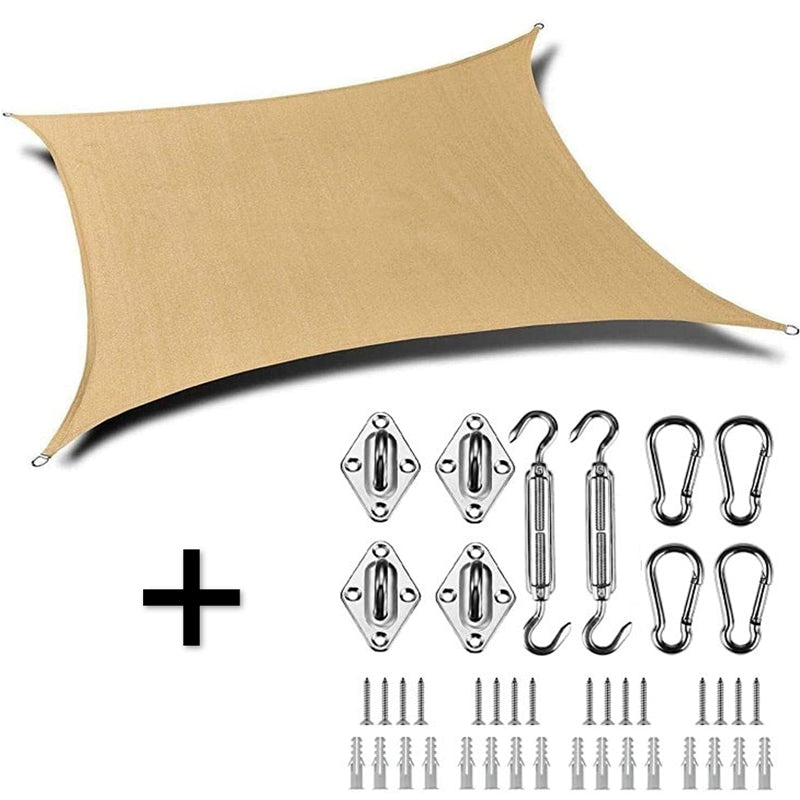 Malla Sombreadora Toldo Vela Rectangular + Kit de Instalacion 42 piezas