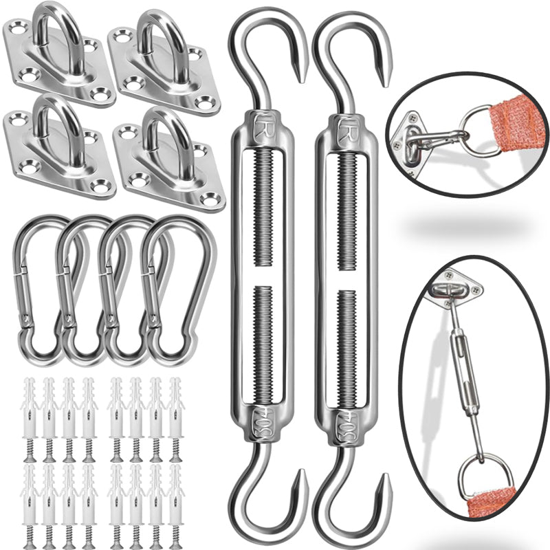 Kit de Anclaje para Toldo Vela 42 pzs Accesorios de Acero Inoxidable para Malla Sombreadora