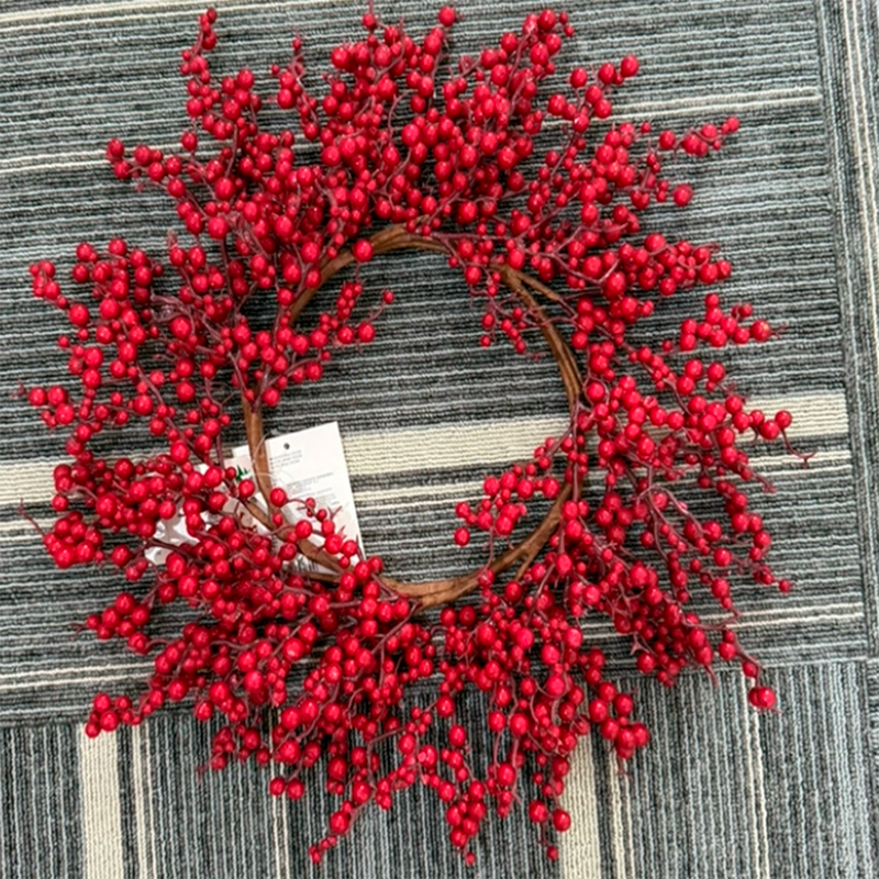 Corona De Navidad De Bayas Rojas 40cm Decoración Navideña