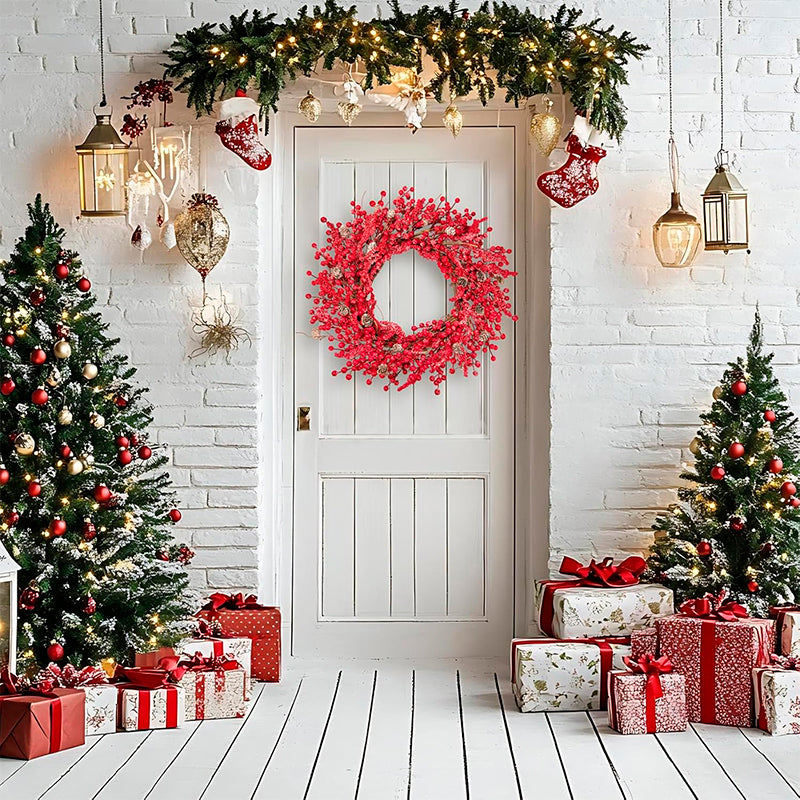 Corona De Navidad De Bayas Rojas 40cm Decoración Navideña