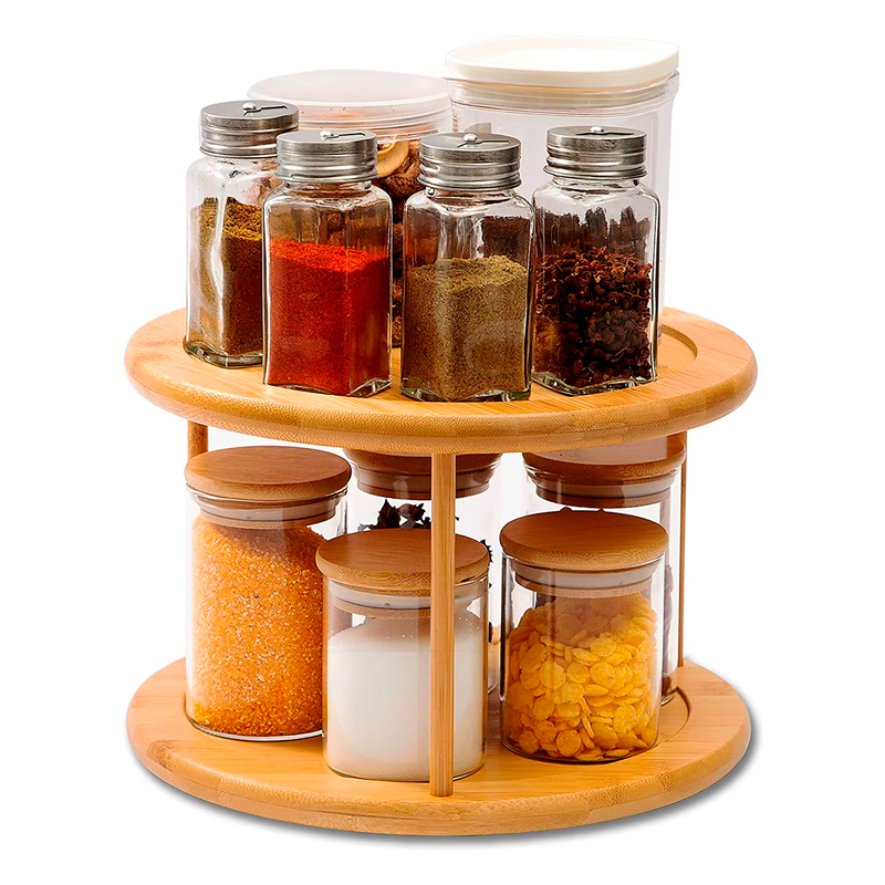 Estante Giratorio de Bambu 360° Organizador Giratoriode Cocina para Especias