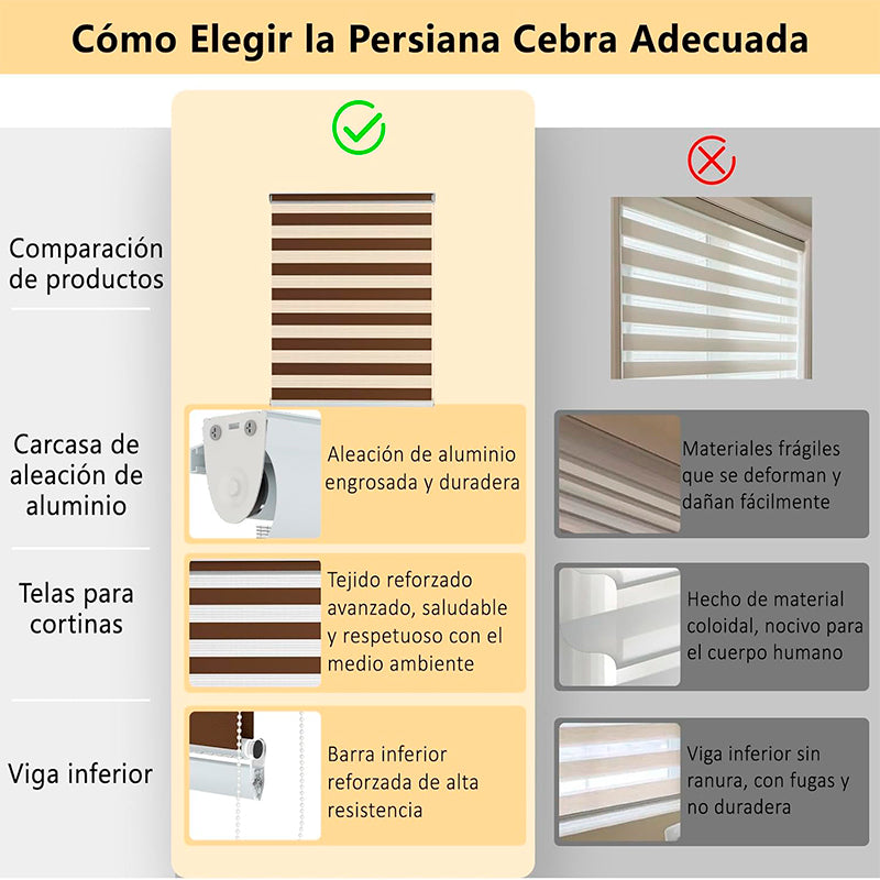 Cortina Roller Duo Zebra Día Y Noche Color Variado 100 y 120cm Ancho 200 Largo