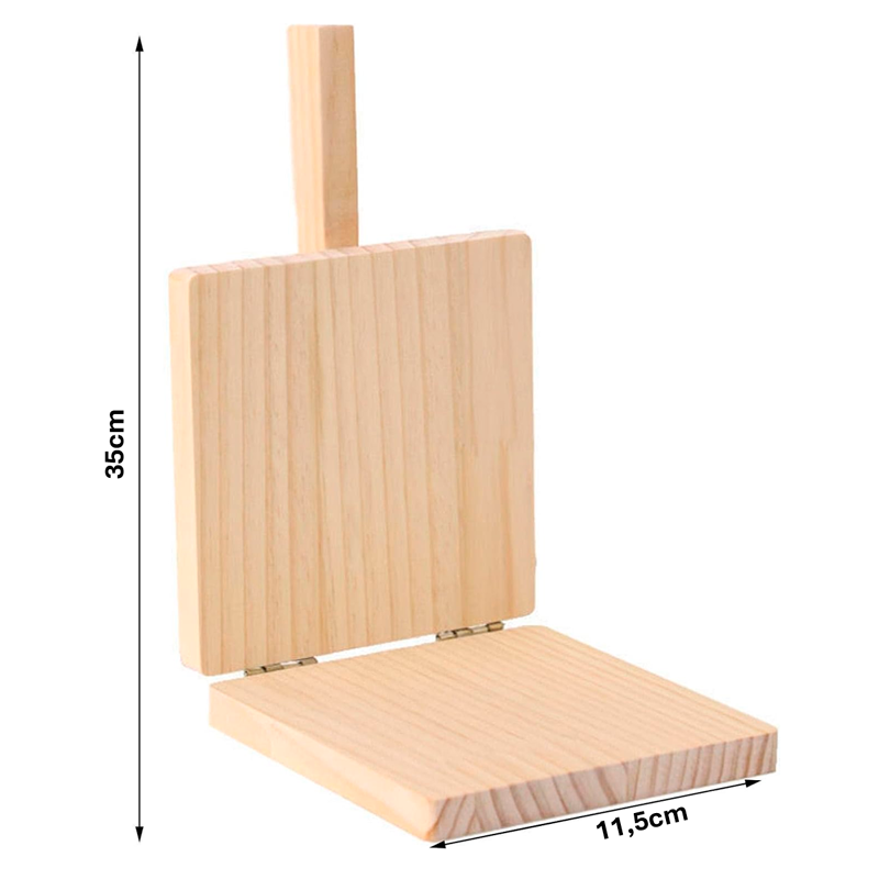 Prensa de Tortilla de Madera Natural Rectangular con Asa