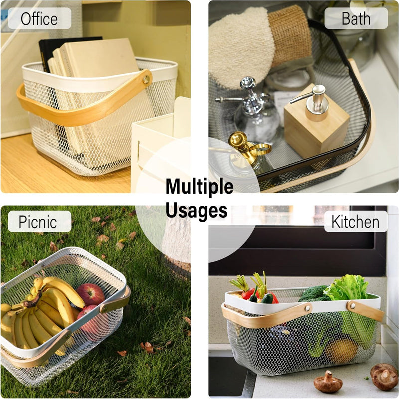 Pack 3 Canasto Organizador Metalico Rectangular con Asa