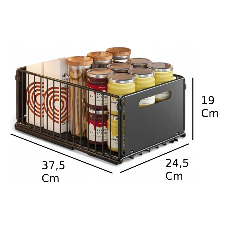 Set 2 Organizador Cocina Bajo Mesada Canasto Extraible Acero Inox