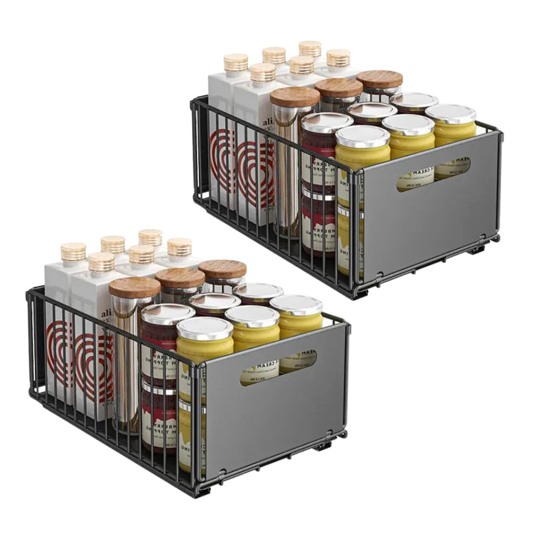 Set 2 Organizador Cocina Bajo Mesada Canasto Extraible Acero Inox