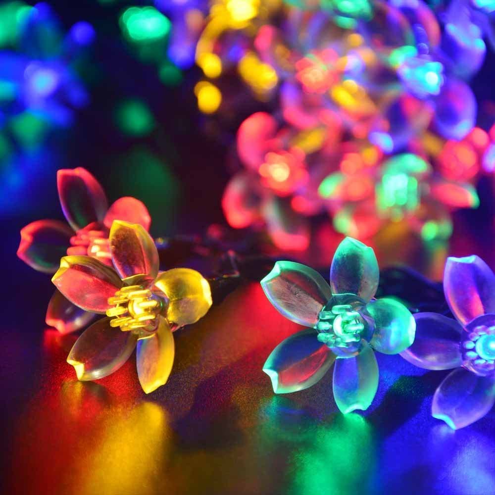 Luz Solar De Navidad Rosas Multicolor LED De 6 Metros