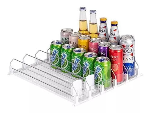 Organizador de bebidas para nevera, dispensador de latas para refrigerador  con dispensador de bebidas ajustable para refrigerador, organizador de