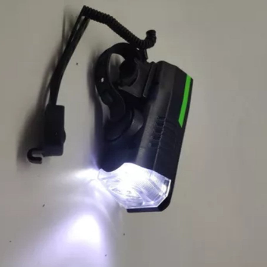 Linterna Lampara para Bicicleta Luz Delantera Carga Solar con Claxon USB